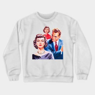 love triangle retro girl vintage library comic Crewneck Sweatshirt